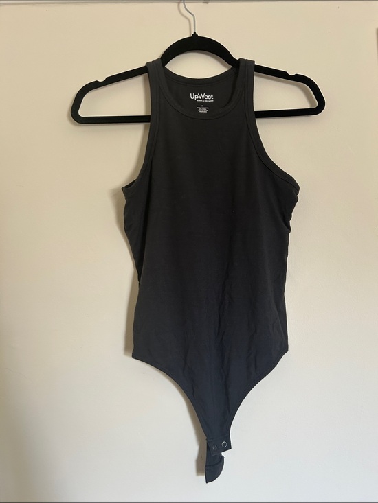 UpWest Tops - UpWest Charcoal Gray Ribbed High-Neck Bodysuit Size X-Small